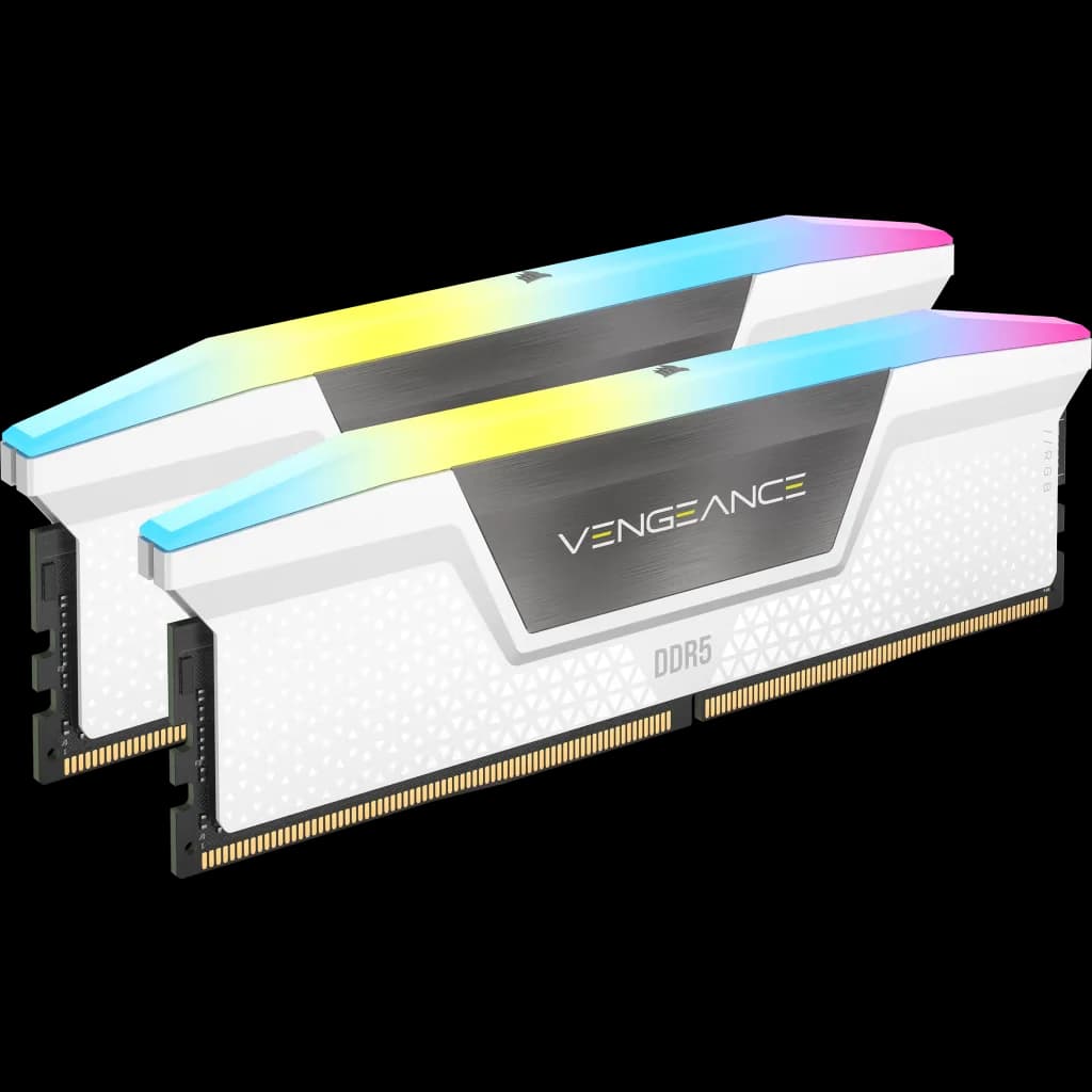 Corsair Vengeance RGB 32GB (2x16GB) 6400MHz C36 DDR5 DRAM Memory Kit - White - view 1 of 1